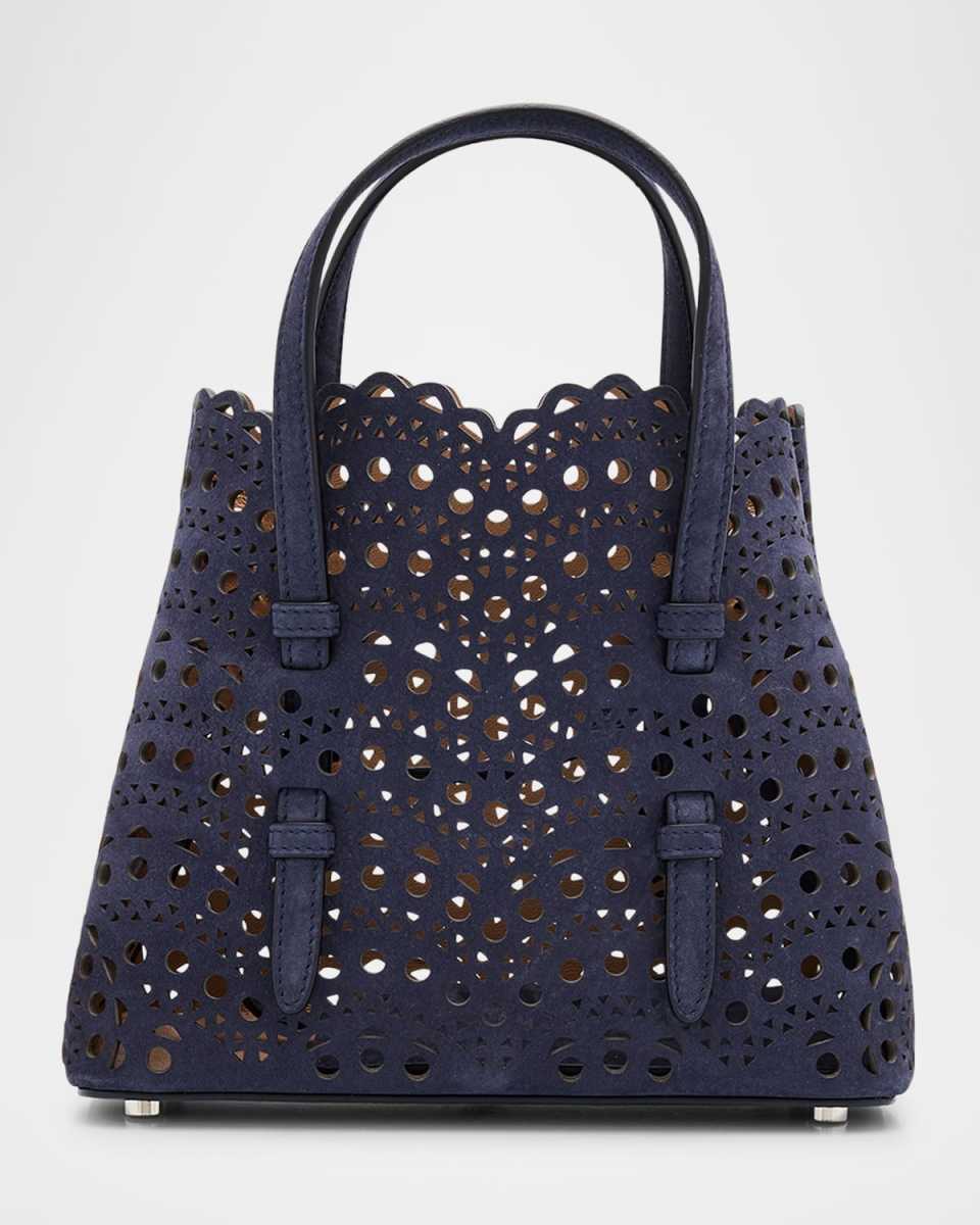 Mina 20 Top-Handle Bag in Perforated Suede